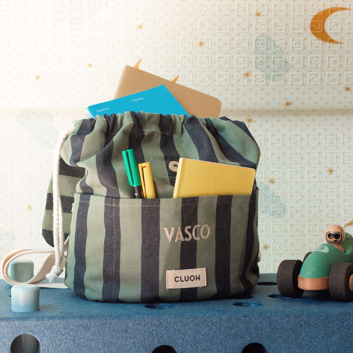 Joan Kids Stripes Green & Midnight Blue