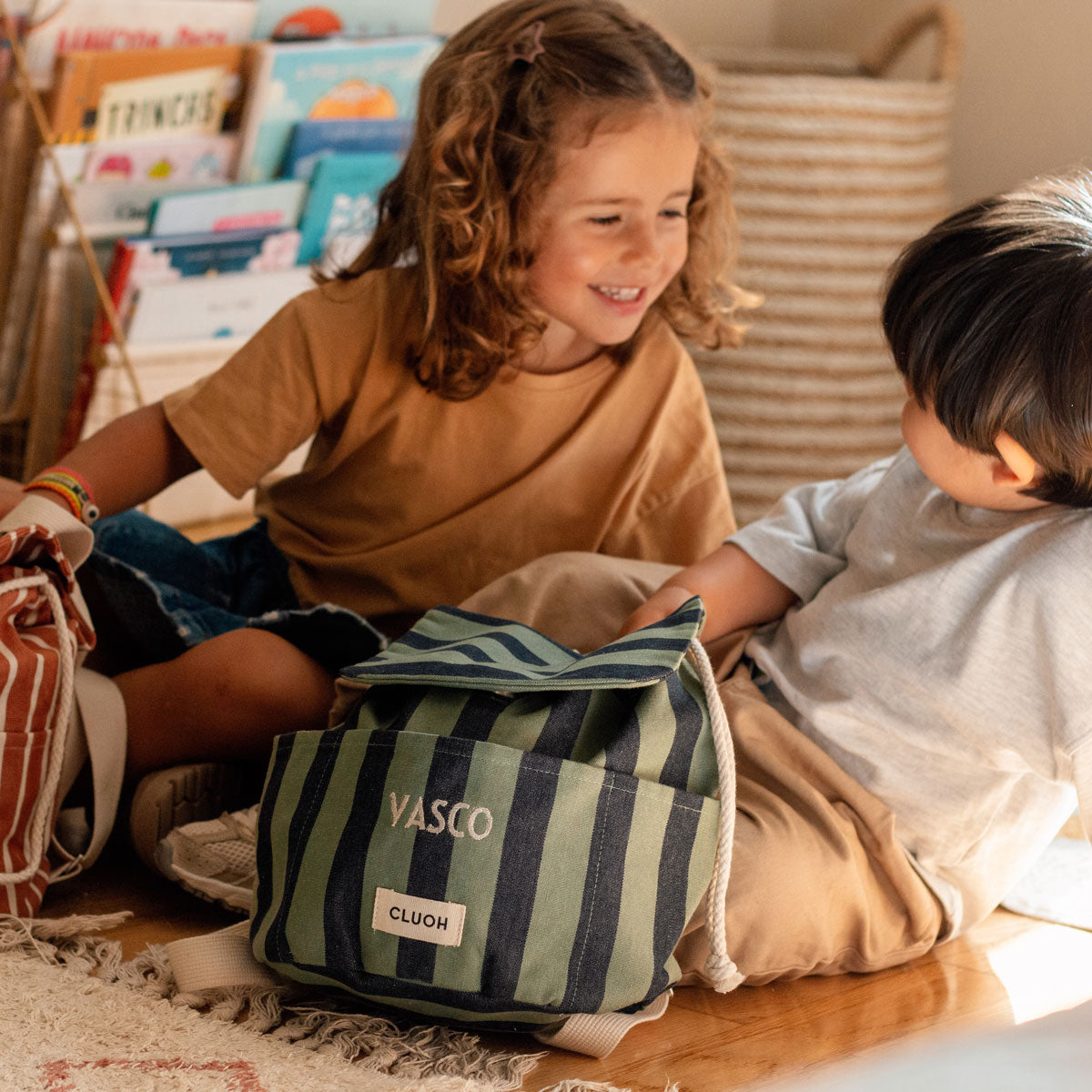 Joan Kids Stripes Green & Midnight Blue