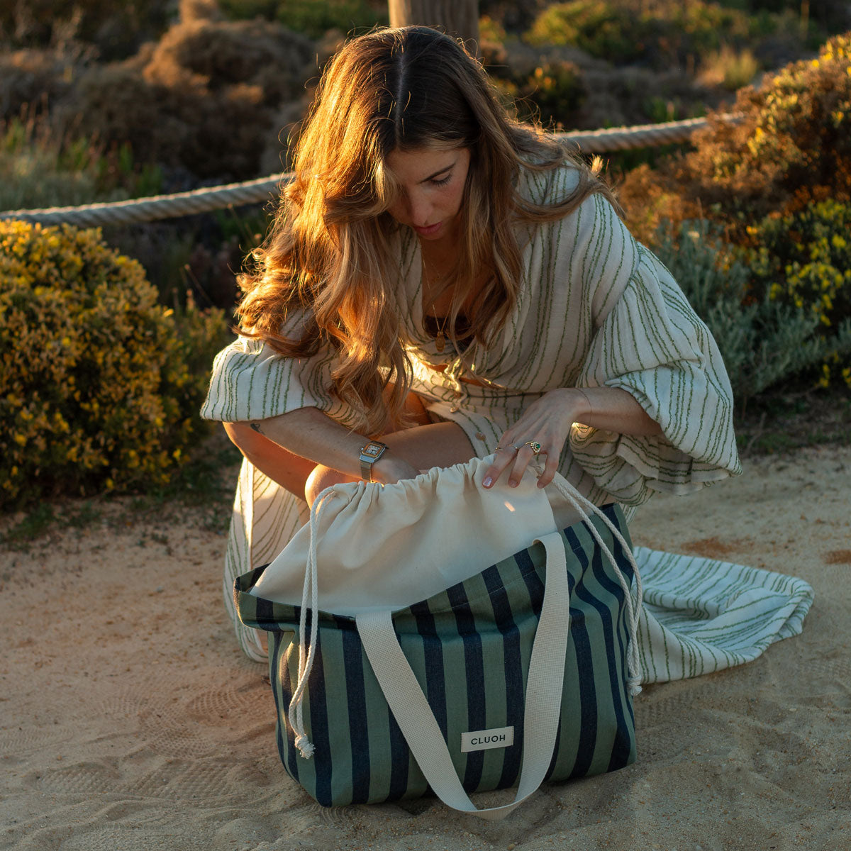 Karl Stripes Green & Midnight Blue