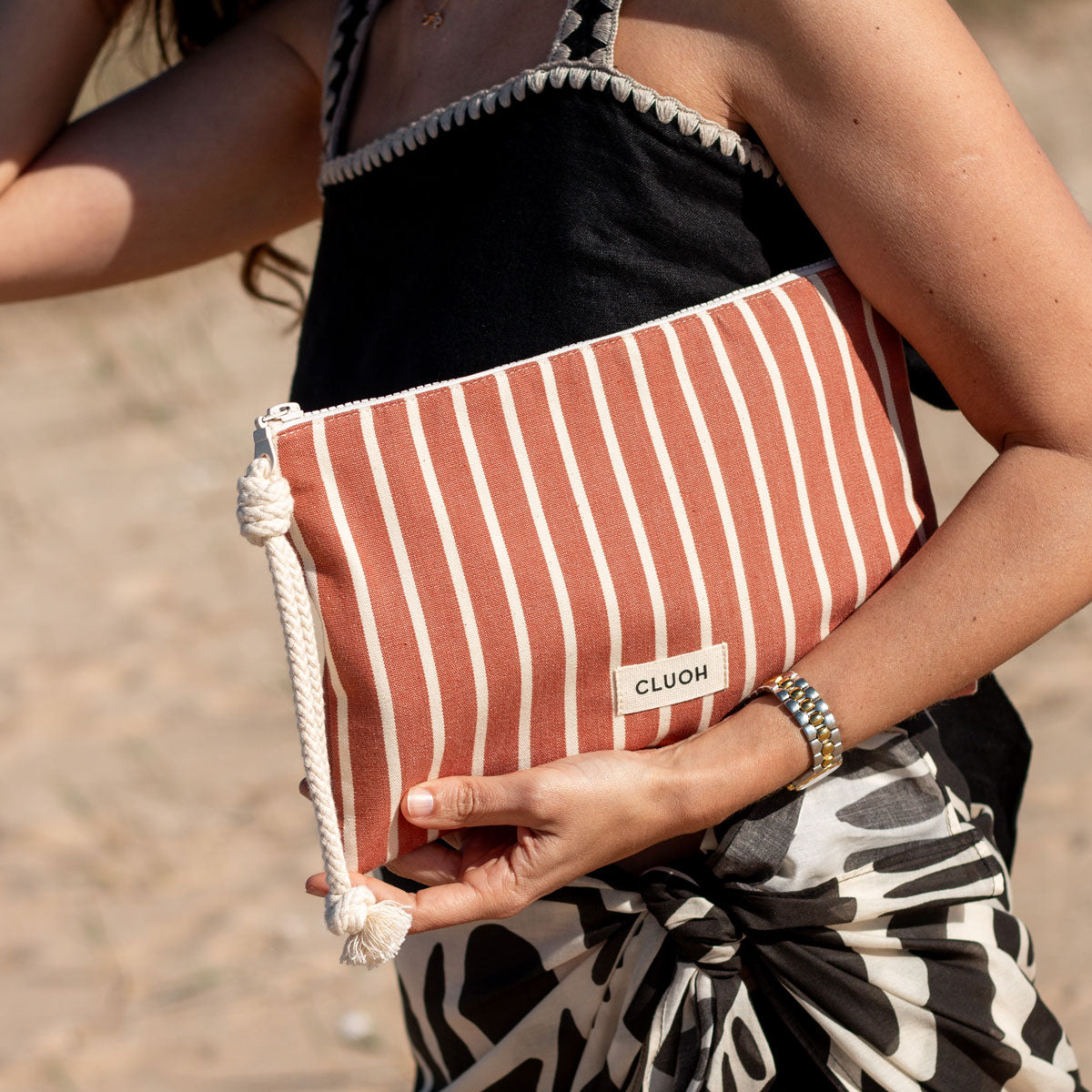 Stina Flat Terracotta Stripes Cream